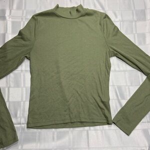 Streetwear Society Sage Green Ribbed Long Sleeve Top